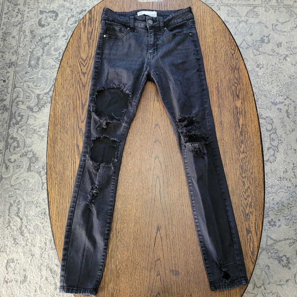 RSQ Mid-rise Destroyed Distressed Black Jegging Jeans Size Women's 0/24